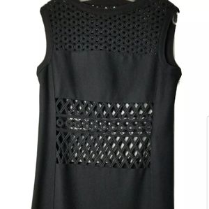 Alberta Ferretti Philosophy Di  Dress Black Maxi Windowpane Embroidered Size 8